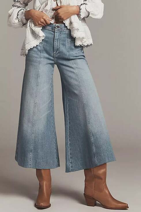 Pilcro Pants - Anthropologie Pilcro Women's Size 28 Blue Denim Mid-Rise Wide Leg Jeans